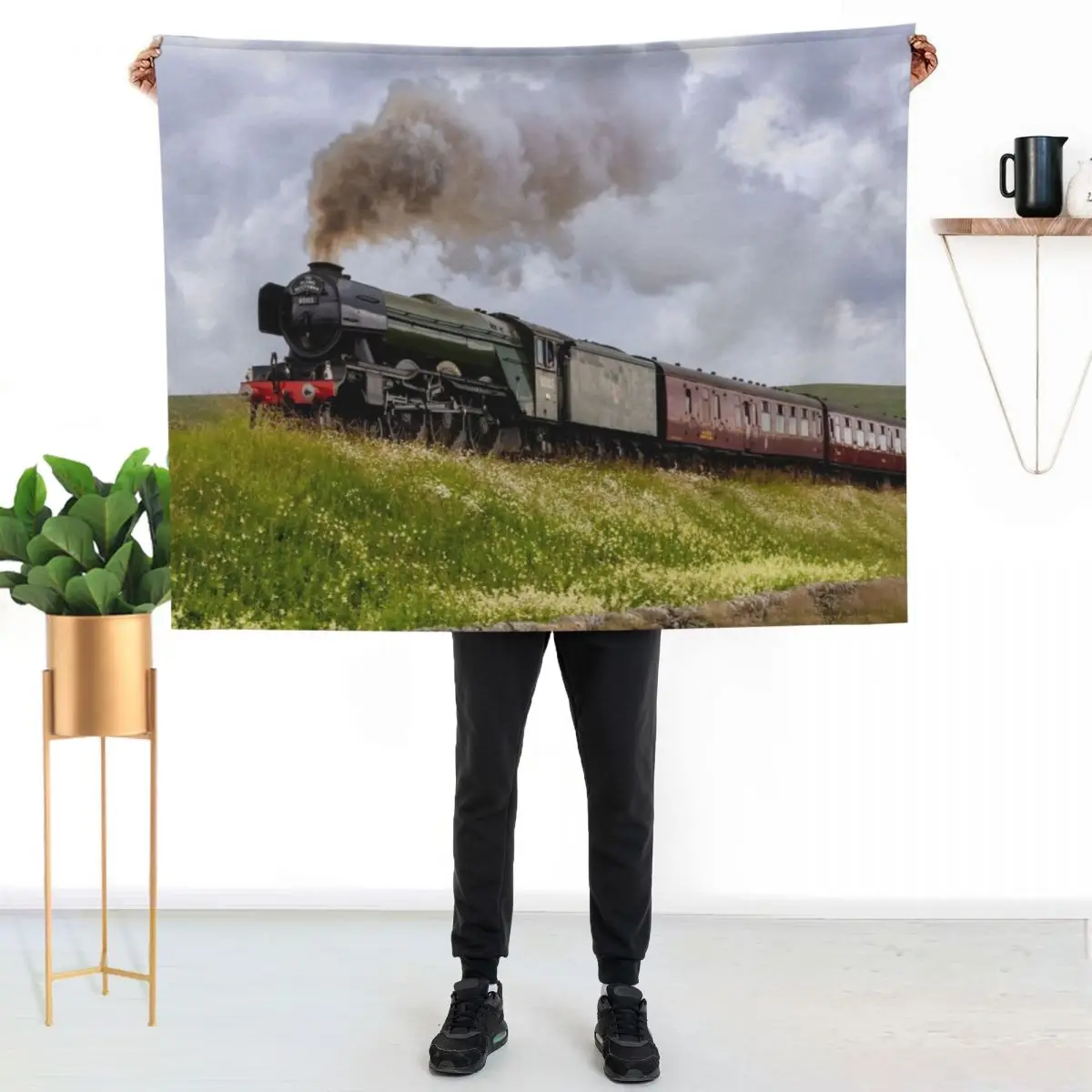 

The Flying Scotsman in Yorkshire Throw Blanket Soft Comfort Blanket for Reading Watching TV