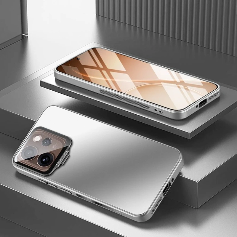 For Oppo Reno15 Pro Lens Glass Holder Phone Case for Reno 15 15pro Reno15Pro TPU Frosted Protective Cover PC Metal Hard Shell