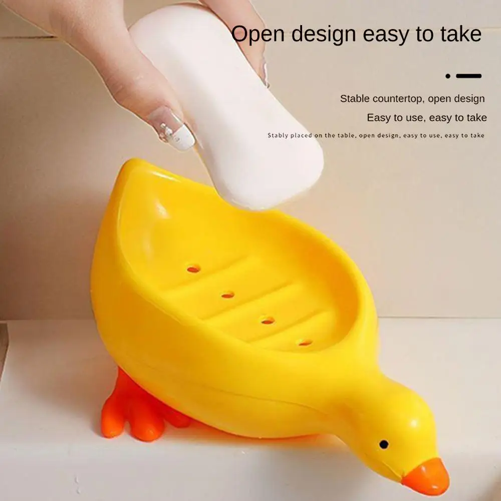 Soap Tray Self-draining Soap Rack Cute Duck-shaped Creative Rack for Shower Bathroom Kitchen Tub Sink Tray Bracket Bathroom