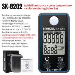 Light Meter Digital Illuminance Meter Handheld Lux Tester LCD 0.5-300,000 Lux/Fc Pocket Luxmeter Photometer Grow Plants