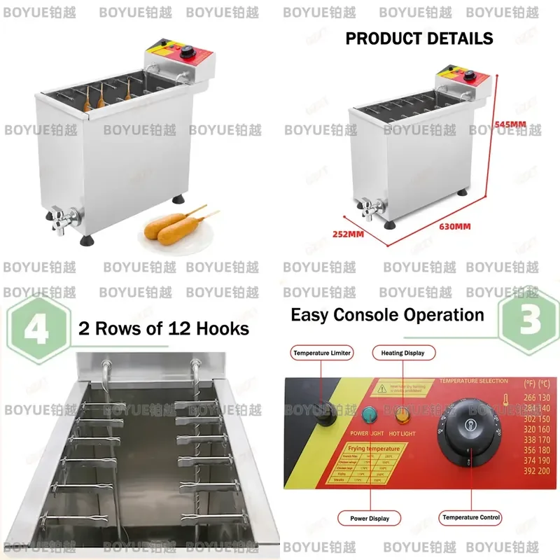 Commercial Electric Gas Deep Fryer for Korean Corn Dog Cheese Stick Mozzarella Hot Dog Frying Machine Large Capacity Kitchen