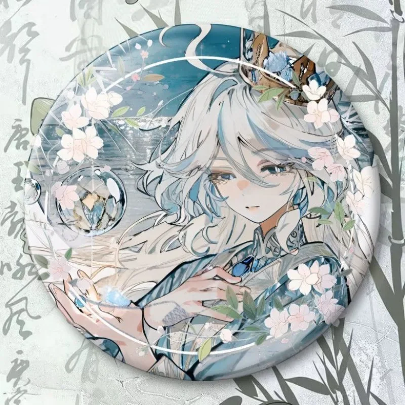 58mm Anime Character Button Pin Furina de Fontaine Hydro Archon God of Justice Brooch Creative 58mm Badge Decoration Gift
