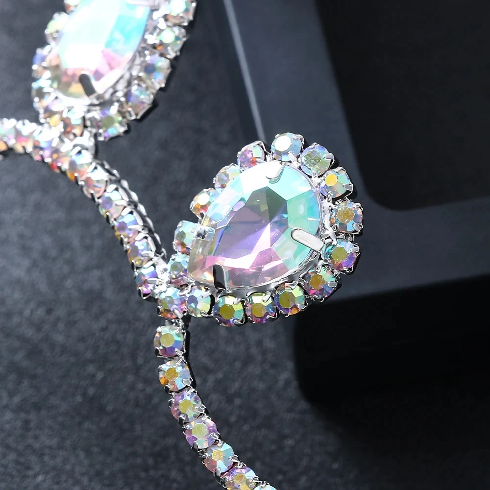 Elegant Belly Dance Headband Tiaras Water Drop Hair Accessories Fashion Women Colorful Rhinestone Headpiece Ballroom Jewelry