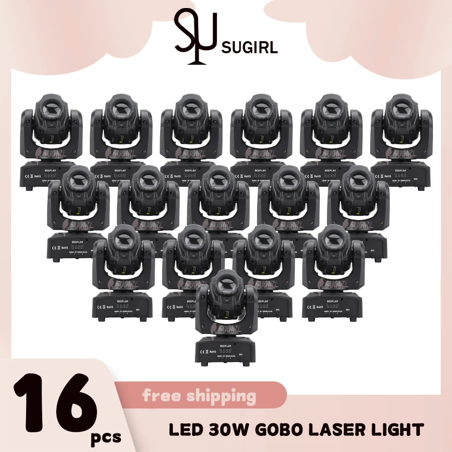 No Tax 16Pcs Super Beam Light 10W RGBW 4in1 Moving Head DMX512 Light Beam LED Spot Lighting Show Disco DJ Laser Light