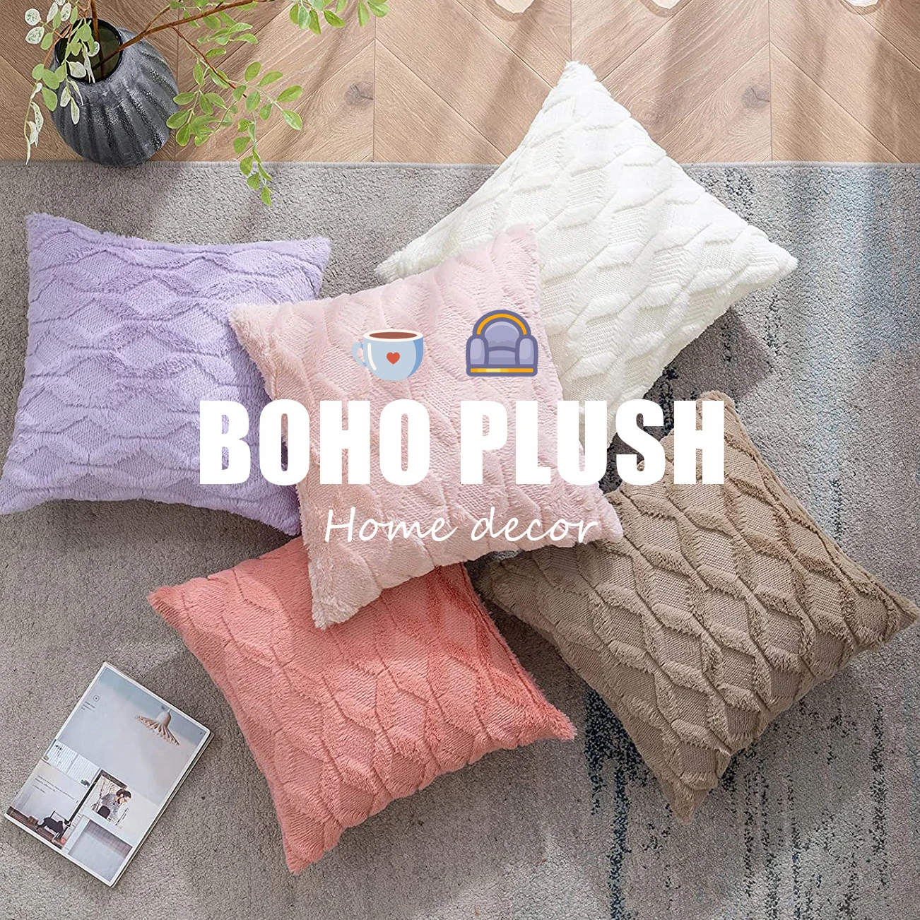 

Sofa Plush Pillow Cover Square Cushion Cover Boho Style Pillowcase For Living Room Chair Restaurant Home Decor Housse De Coussin