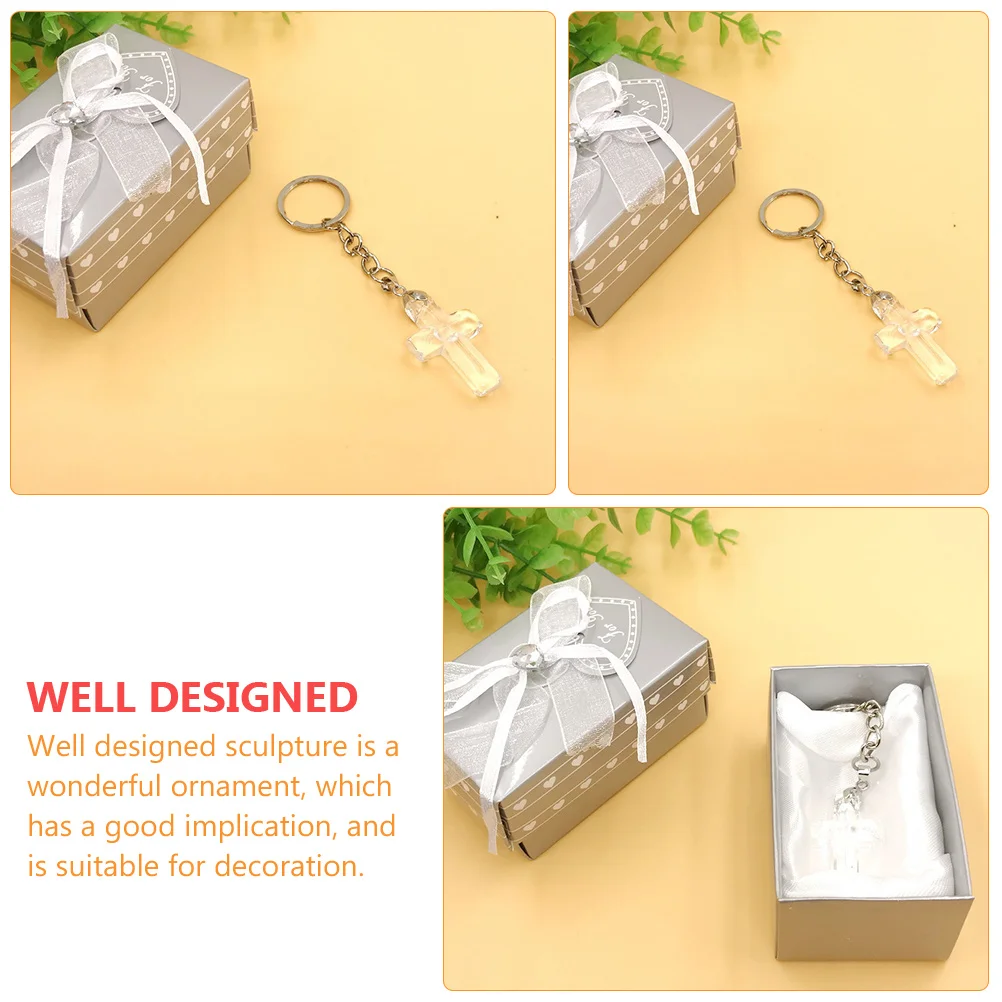 

Creative Crystal Holder Key Ring Decorative Keychain Religious Wedding Gift Home Crystal Cross Key Holder Car Decoration