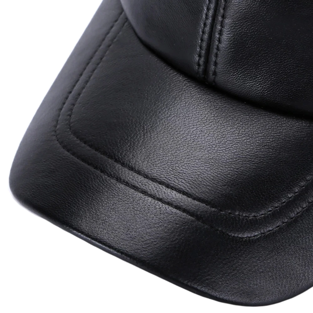 2024 Fashion New Adult Leather Hat Men\'s Warm Leather Baseball Cap Male Men Outdoor Street Hip Hop Hat Leather Hat Windproof Hat