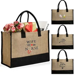 Bolsa de compras ecológica, bolso de mano coreano, bolsas impermeables informales para mujer, bolsa de almacenamiento de yute, serie de enfermera estampada 2024