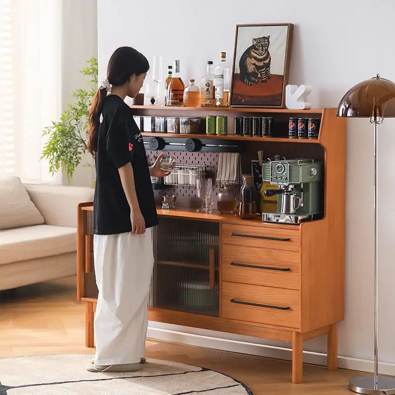 Meal side solid wood Nordic integrated locker storage household wall living room wine cabinet tea multi-functional electric stor