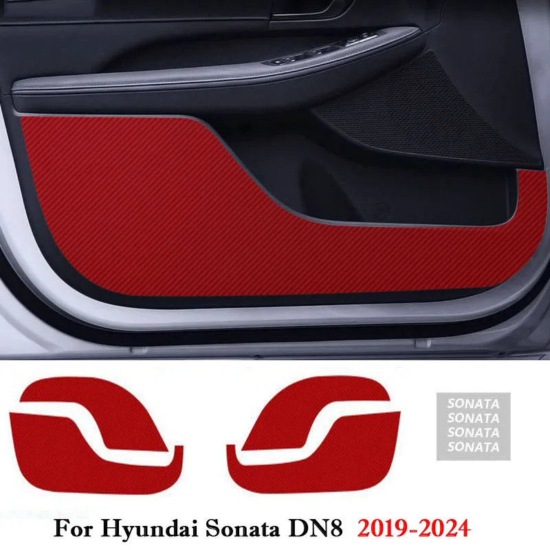 Car Door Anti Kick Pad Carbon Fiber Protection Decals Stickers For Hyundai Sonata LF DN8 2024 2023 2022-2014 Auto Accessories