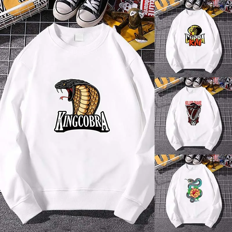 Women Men Hoodies Harajuku Loose Cobra Print Sweatshirts O-neck Long Sleeve Hooded Sweatshirt All-match Pullover Streetwear Top