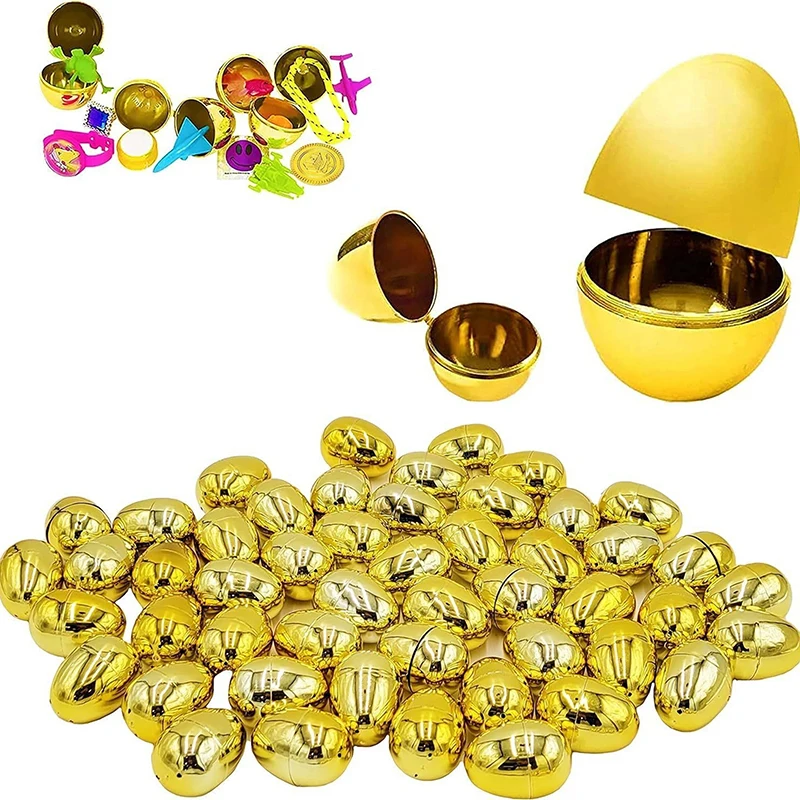 Easter Filling Eggs Golden Easter Decoration Egg Plastic Empty Simulation Eggshell Party Game Toys Festival Party Decor Supplies