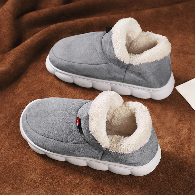 2024 Winter Men Cotton Shoes Casual House Shoes Indoor Outdoor Men Snow Boots Soft Plush Padded Sneakers Male