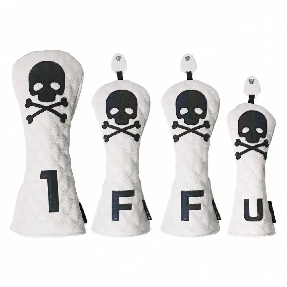 Black White Golf Wood Cover Gradient Golf Headcovers for Driver Fairway Hybrid PU Leather Protector Wood Covers with Number Tag