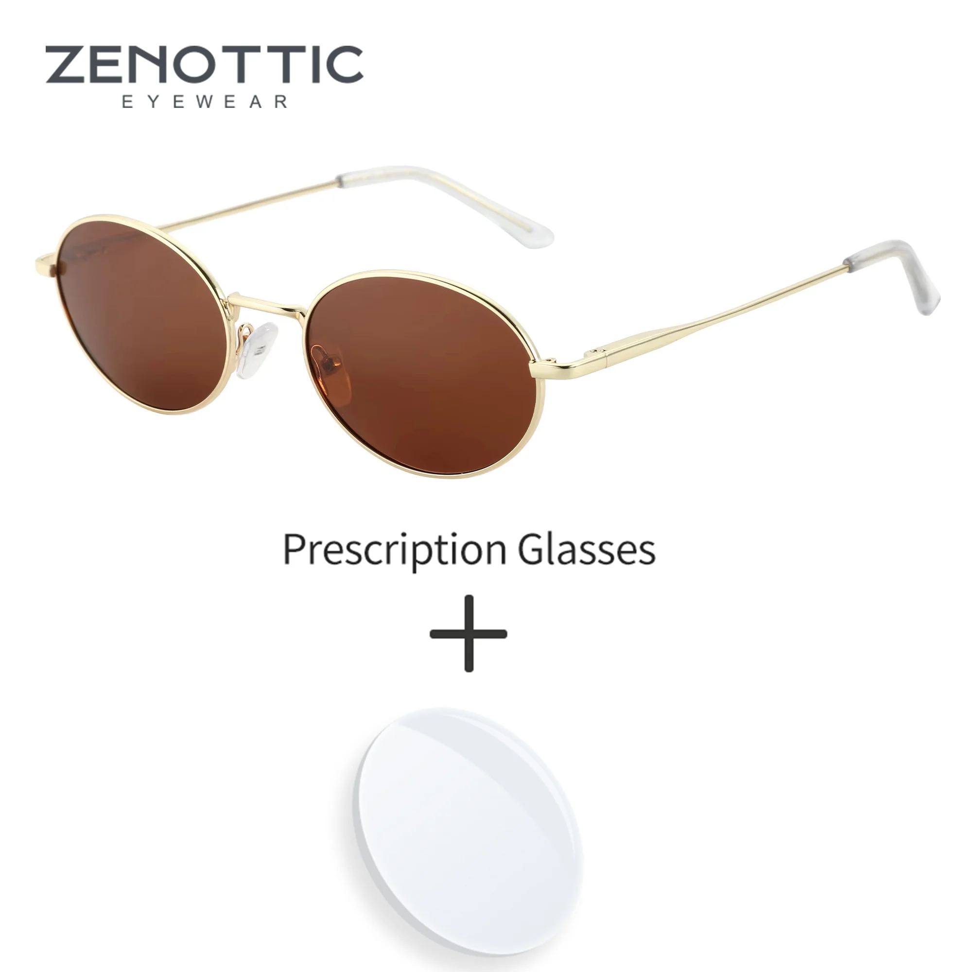 ZENOTTIC Popular Metal Oval Polarized Prescription Sunglasses For Unisex UV400 Protection Progressive Optical Sun Glasses