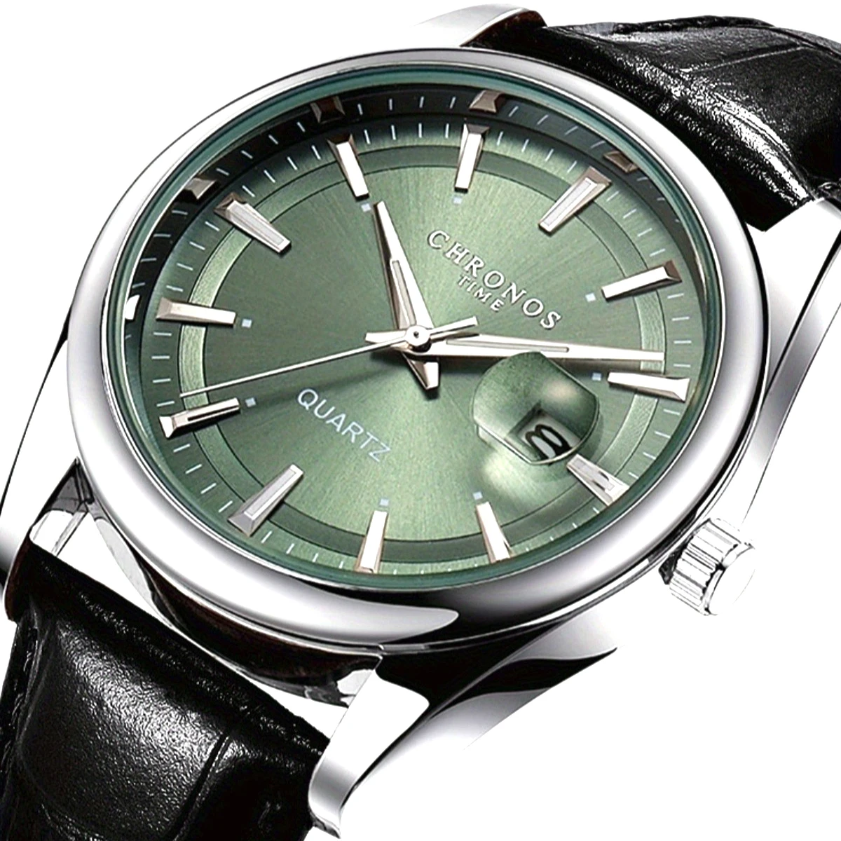 ساعة يد كرونوس كلاسيكية للرجال كوارتز مع تقويم مضيئة وحزام جلدي كاجوال للعمل والترفيه والساعات الرياضية الخارجية #4