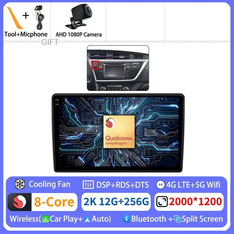 Android 15 Draadloze Carplay Voor Toyota Auris 2 E180 2012-2015 GPS Multimedia Video Player Navi Head Unit 2din BT DSP Autoradio