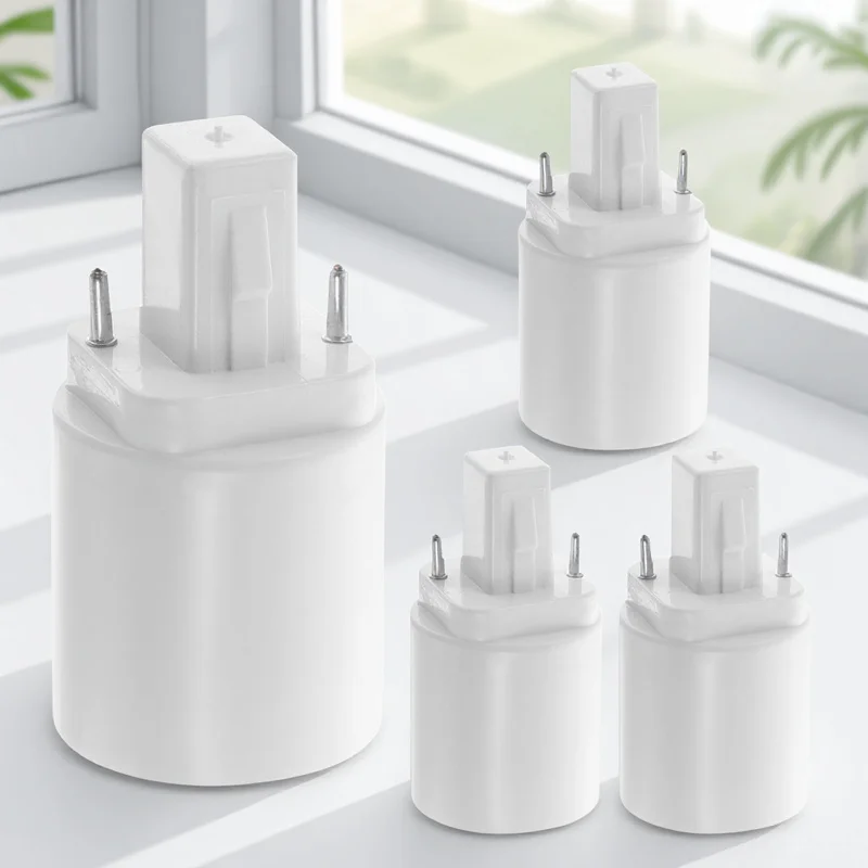 4pcs G24D To E27 2 Pin Light Bulb Socket Sturdy Pbt Material Durable Lamp Holder For Led Halogen Filament Bulbs Light Socket