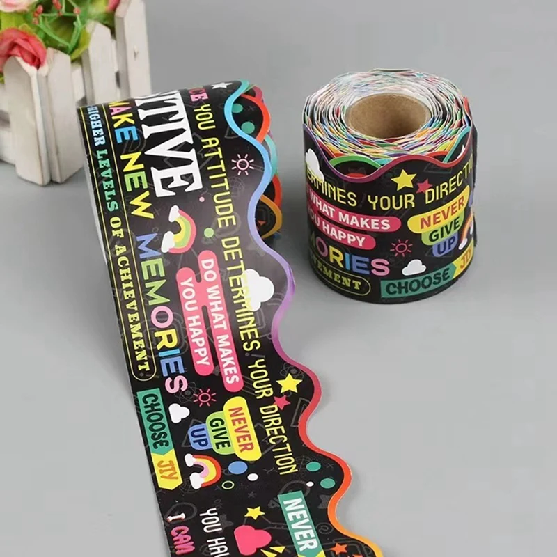 Bordas do quadro de avisos borda recortada incentivar guarnição para decoração de sala de aula borda decoração papel de fundo 16m-pzzw