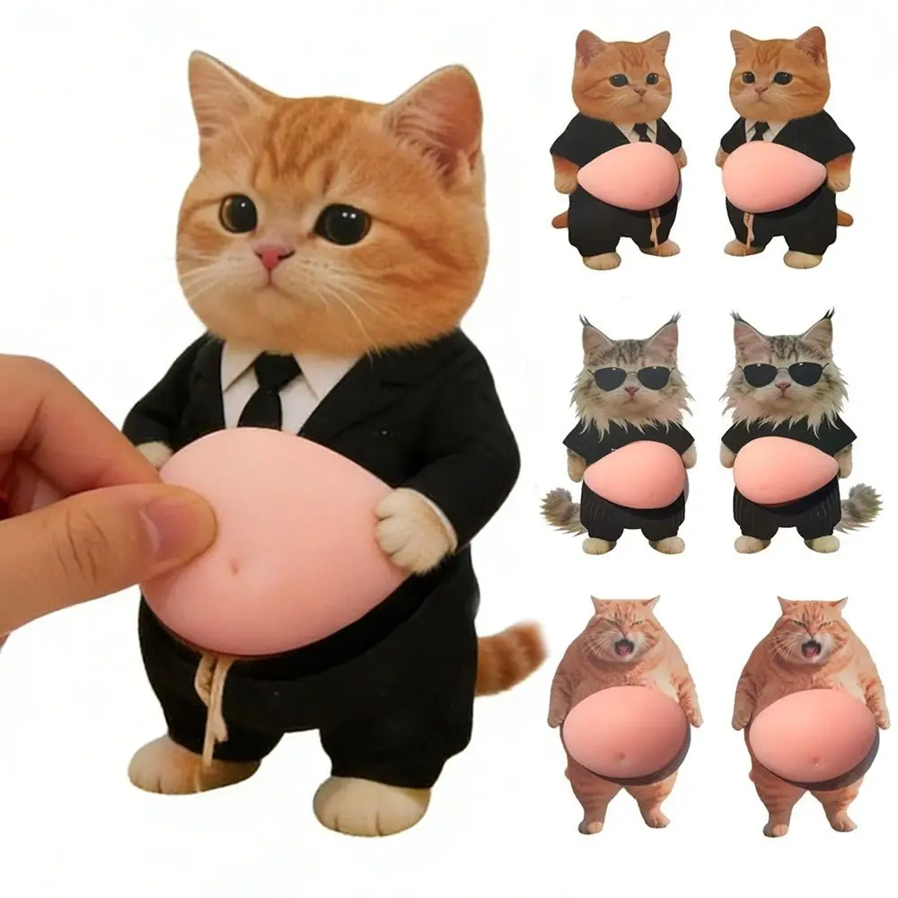 2Pcs New Soft Silicone 3D Cat Belly Stickers Self-Adhesive Cartoon Kitten Animal Decals Soft Belly Sticker Laptop Decal
