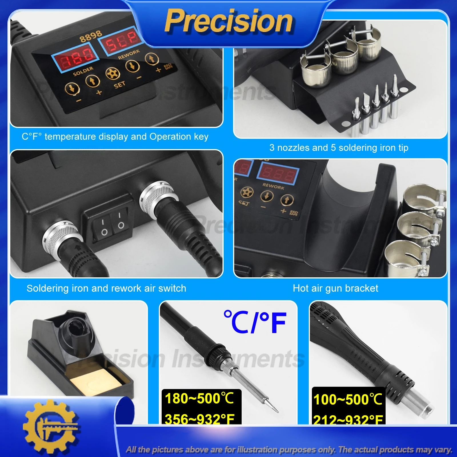 2026 محطة إعادة تشغيل الهواء الساخن 8898 مجموعة مكواة لحام خالية من الرصاص للإصلاح الإلكتروني وأدوات لحام الكمبيوتر #5