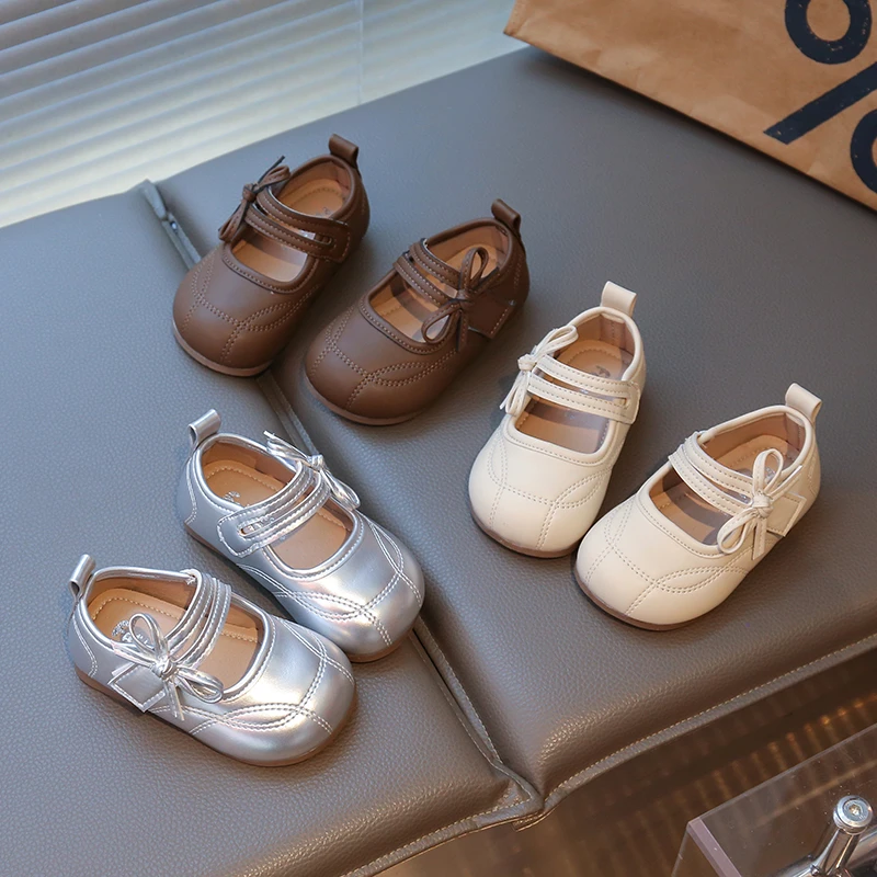 

2025 Spring Autumn New Children Leather Shoes for Girls Fashion Korean Style Soft Bottom Anti-slippery Princess Dress Shoes