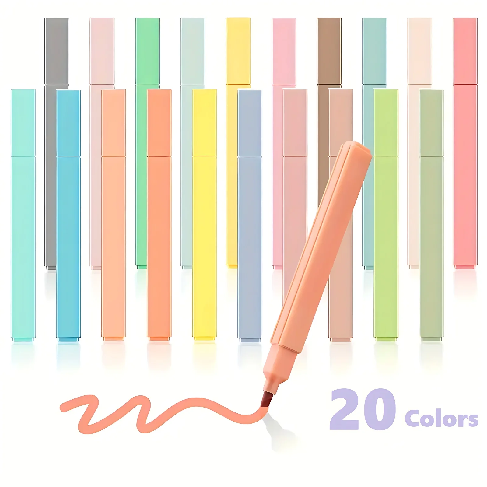 

12/20 шт. пастельные квадратные маркеры Morandi: эстетический наконечник долота, без кровотечения и без размазывания, для ведения в школе и офисе