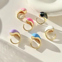 HECHENG, Unique Design Enamel Drip Glaze Drop Shape Open End Ring Fashion Simple High Grade Asymmetric Design Gift Ring