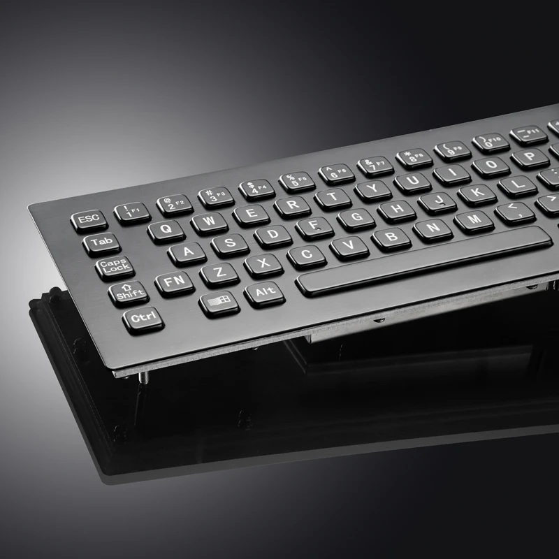 Black IP65 Metal Industrial Stainless Steel USB Keyboard With Touchpad For Ticket Vending Machine Information Kiosk