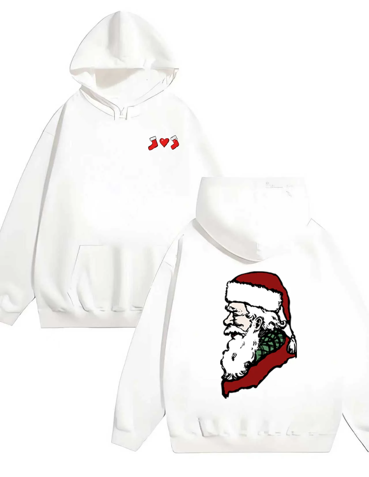 The 2025 new men's and women's fashion loose 330G heavy-duty hooded sweatshirt with Christmas-style prints