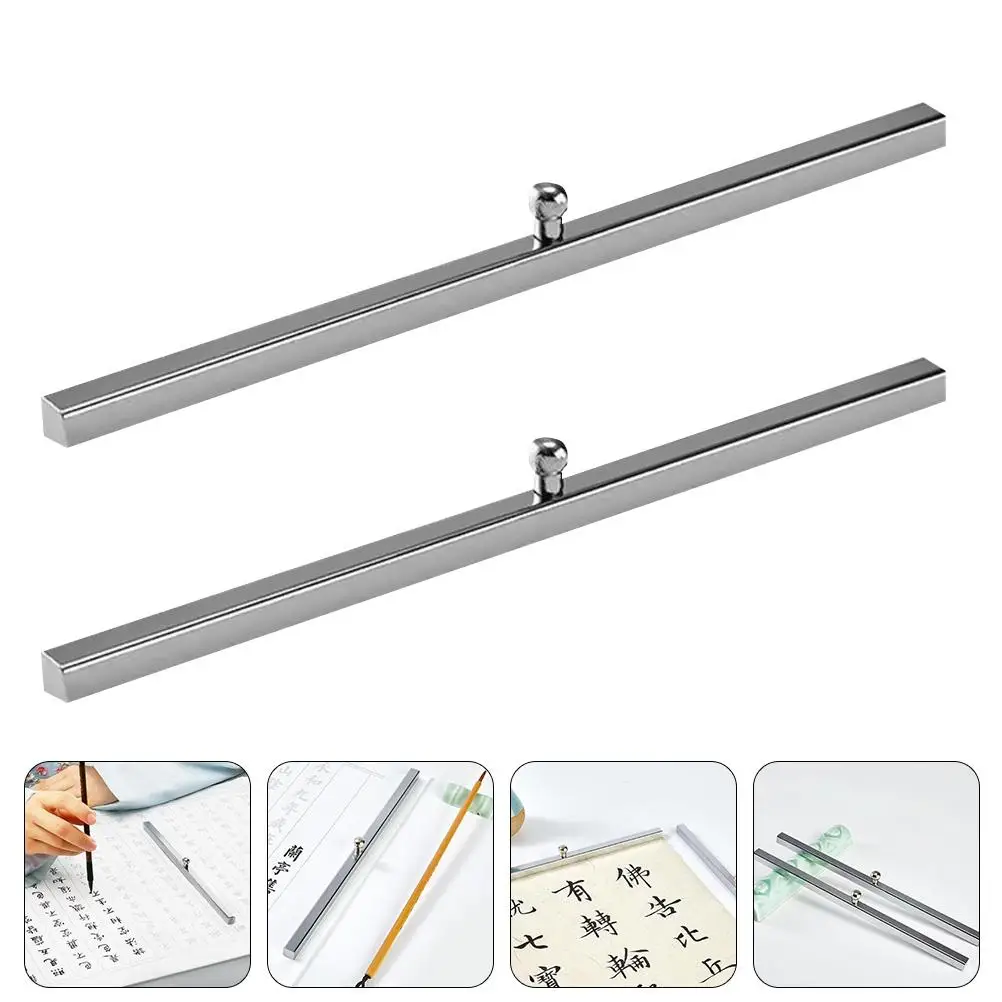 2pcs Stainless Steel Calligraphy Paperweight Waterproof Moisture Proof Rice Paper Training Tools Office Supplies Folder