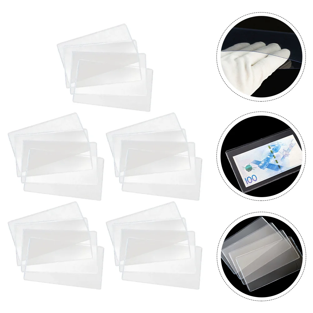 

20 Pcs Coin Paper Money Bag Clear Card Sleeves Commemorative Banknote Holder Cover White