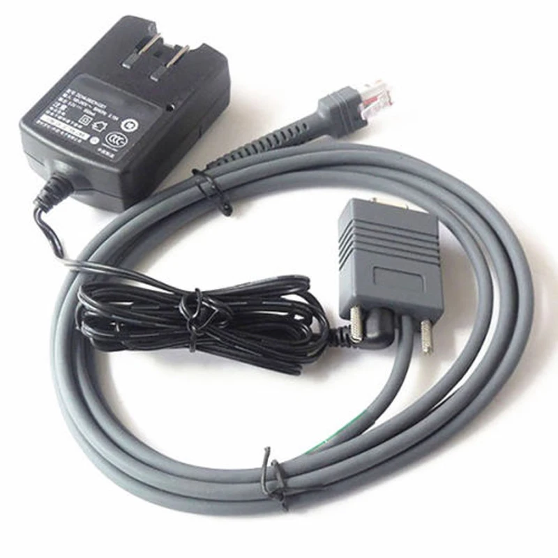 

2M RS232 Com Cable & AC Adapter For Motorola Symbol Ls1203 Ls2208 Li2208 ls3008 Barcode Scanner Reader