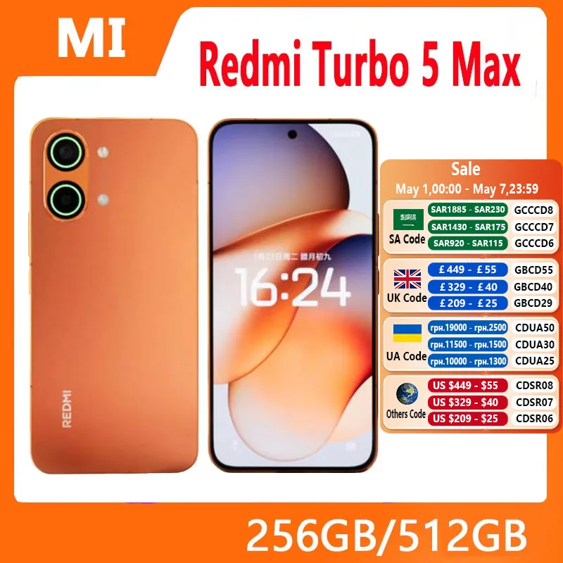 Xiaomi Redmi Turbo 5 Max 256GB/512GB Dimensity 9500s 6.83インチ