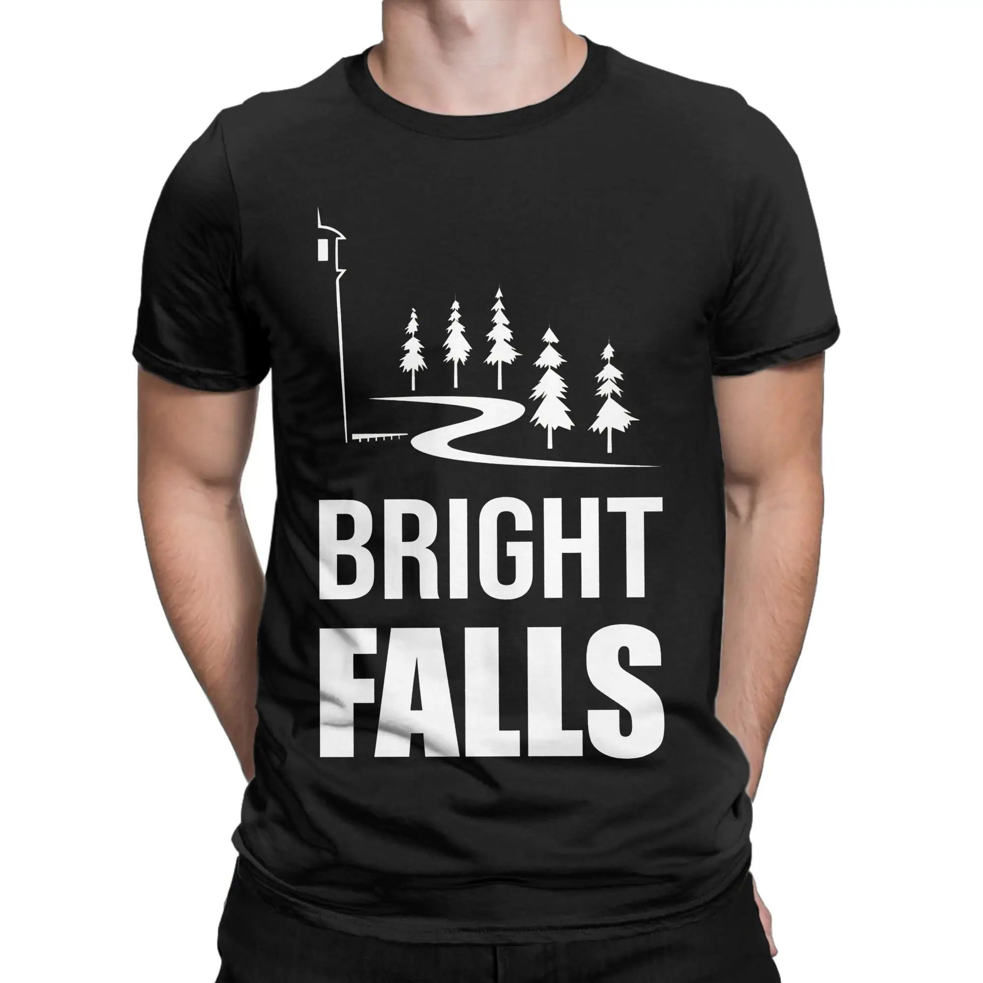 Bright Falls Awake Logo Novelty 100% Cotton T-Shirt Alan Wake 2 Tops Tees For Men