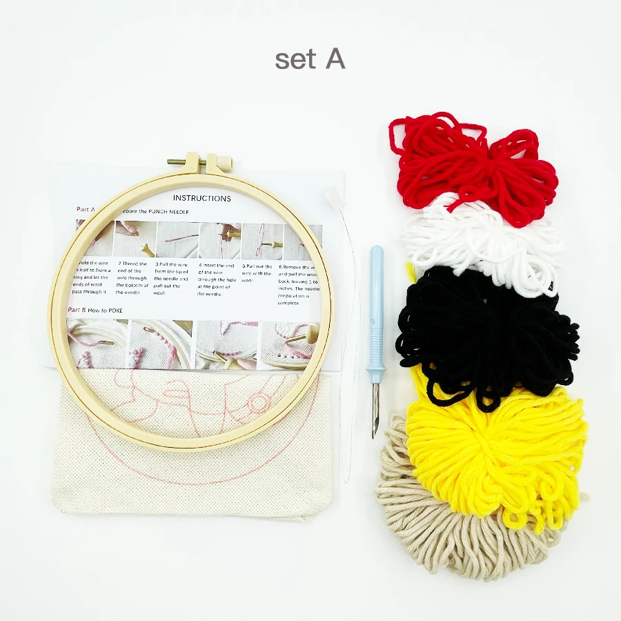 Splendido scenario Punch Needle Starter Kit morbido filato Punch Needle Embroidery Kit facile ricamo cucito lana Home Decor