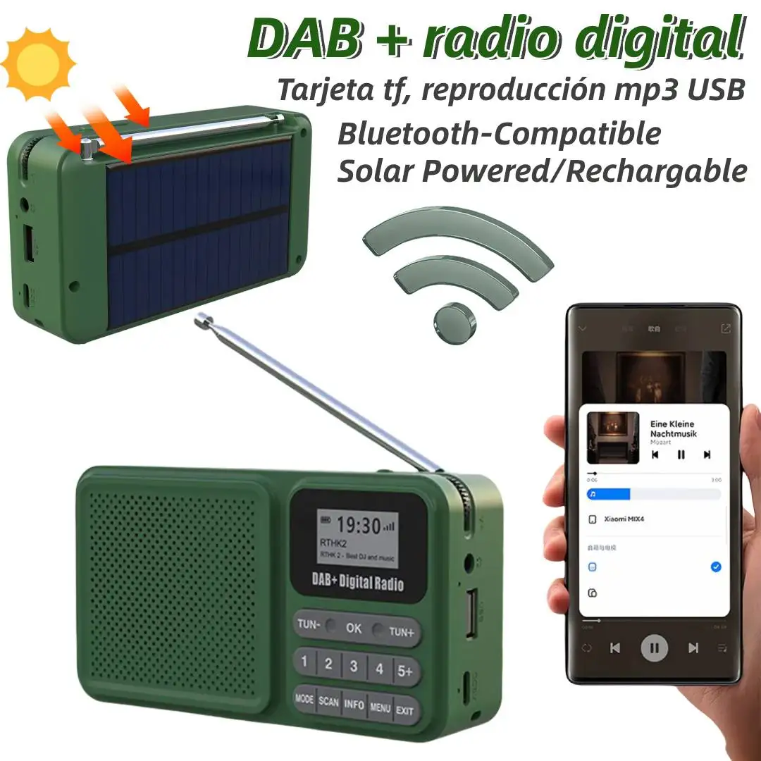 

Emergency Radio Receiver Bluetooth-Compatible Solar Powered/Rechargable Wireless Speaker Supports U Disk TF Card MP3 Play