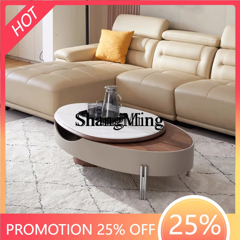 

CL lifting rotating coffee table household small apartment minimalist oval living room multi-functional creative
