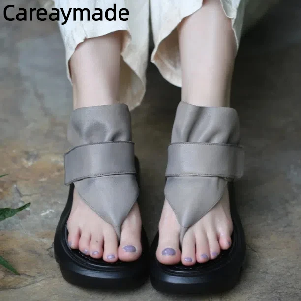 

Careaymade: 100% женская обувь из натуральной кожи, сандалии на толстой подошве с верхним слоем из воловьей кожи, легкие высокие римские женские крутые ботинки