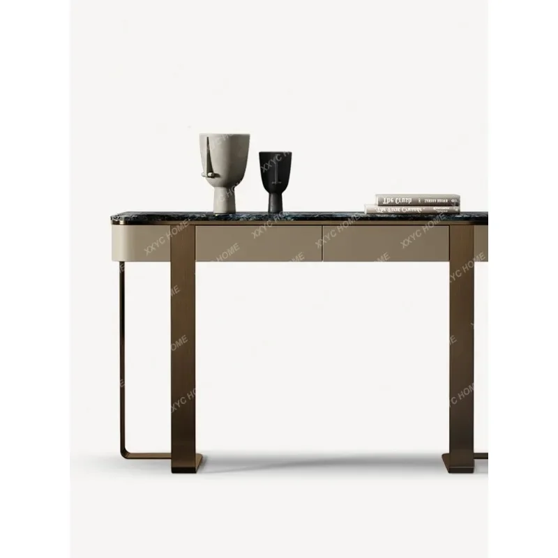 

Modern Light Luxury Console Tables Natural Sapphire Microlite Simple a Long Narrow Table Household Side View Corridor against