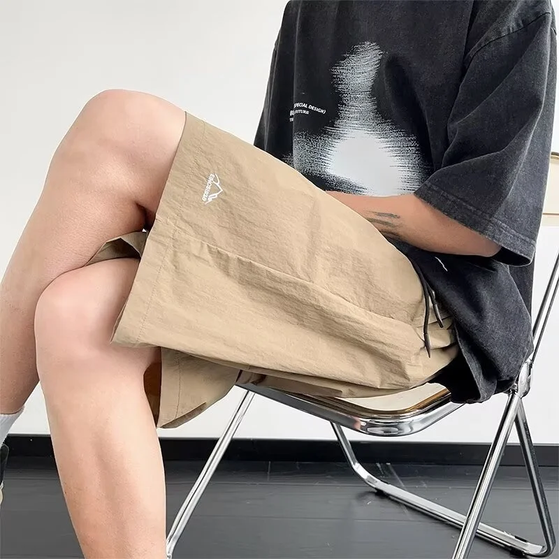 Ice Silk Men's Shorts Summer Thin Quick Dry Loose Sports Casual Five-Point Pants Elastic Waist Youthful Energy Knee-High