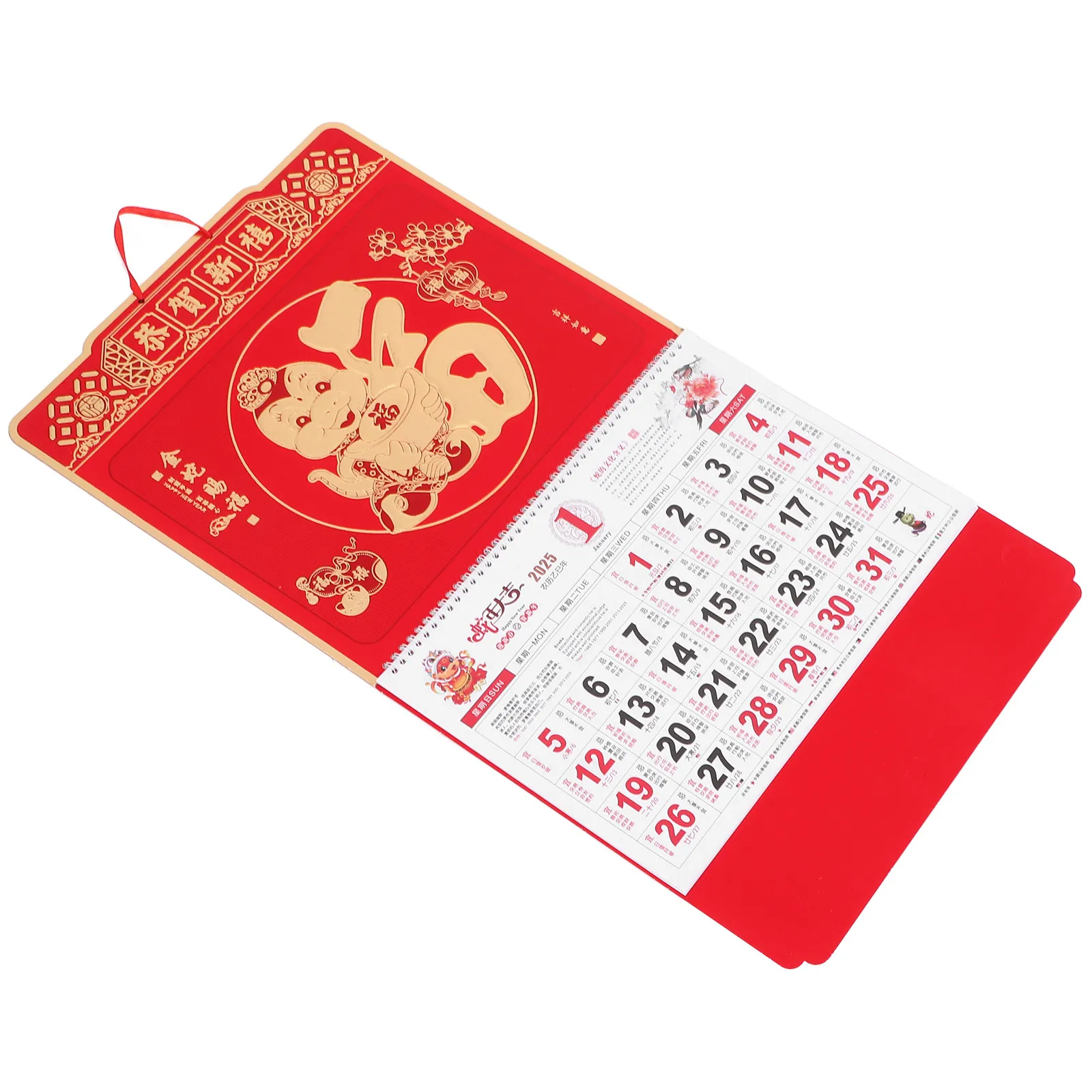 

Chinese Year of The Snake Calendar 2025 Decorative Hanging Wall Calendar for Home Office Lunar Monthly Planner