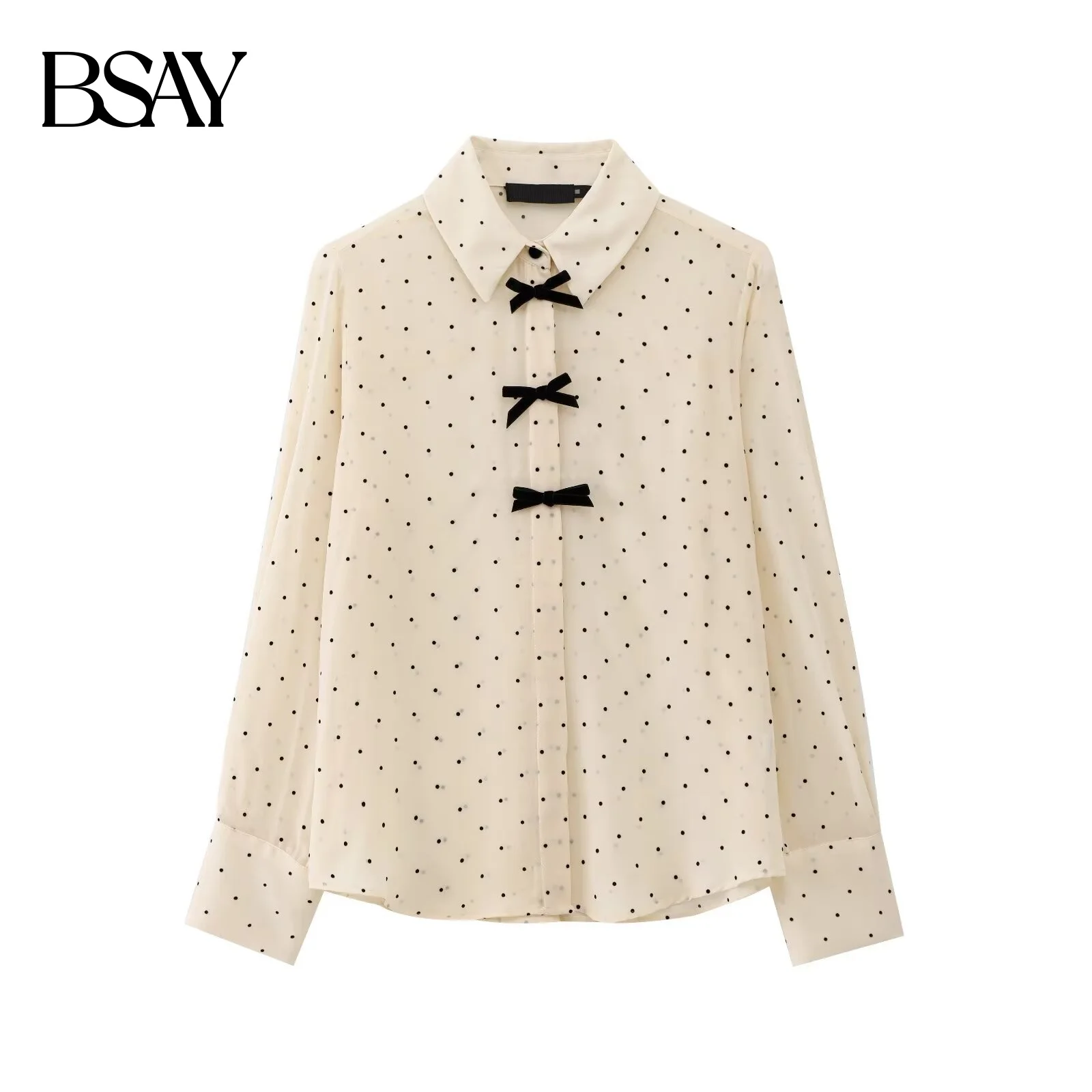 BSAY roze shirts Damesmode Herfst Nieuwe Fluwelen Strik Lange Mouw Single Breasted Revers Blouse Zoete Franse Chic Dames Top