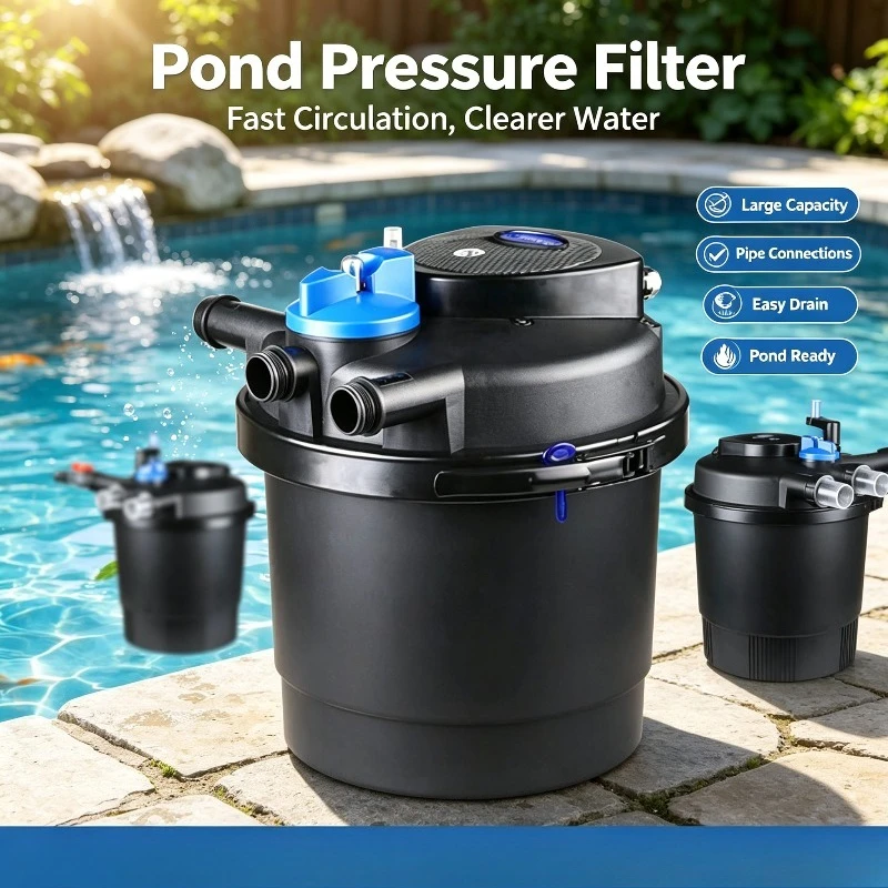 Outdoor Large External Filter Barrel, Pond Water Circulation Filtration System for Garden Pond Water Purify