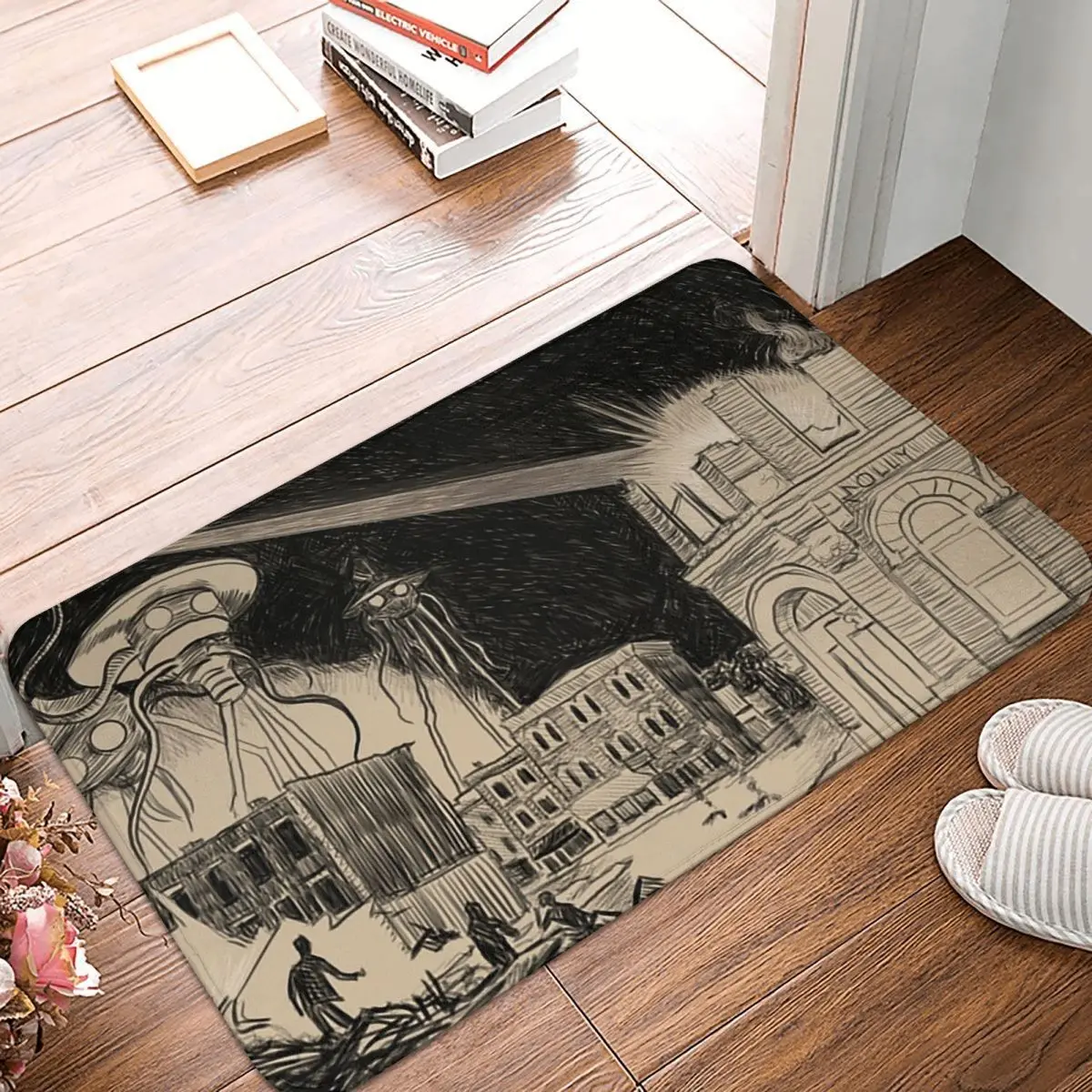 War Of The Worlds In Covington's Central Business District Doormat Kitchen Entrance Home Non-slip Carpet Rug for Bedroom Mats
