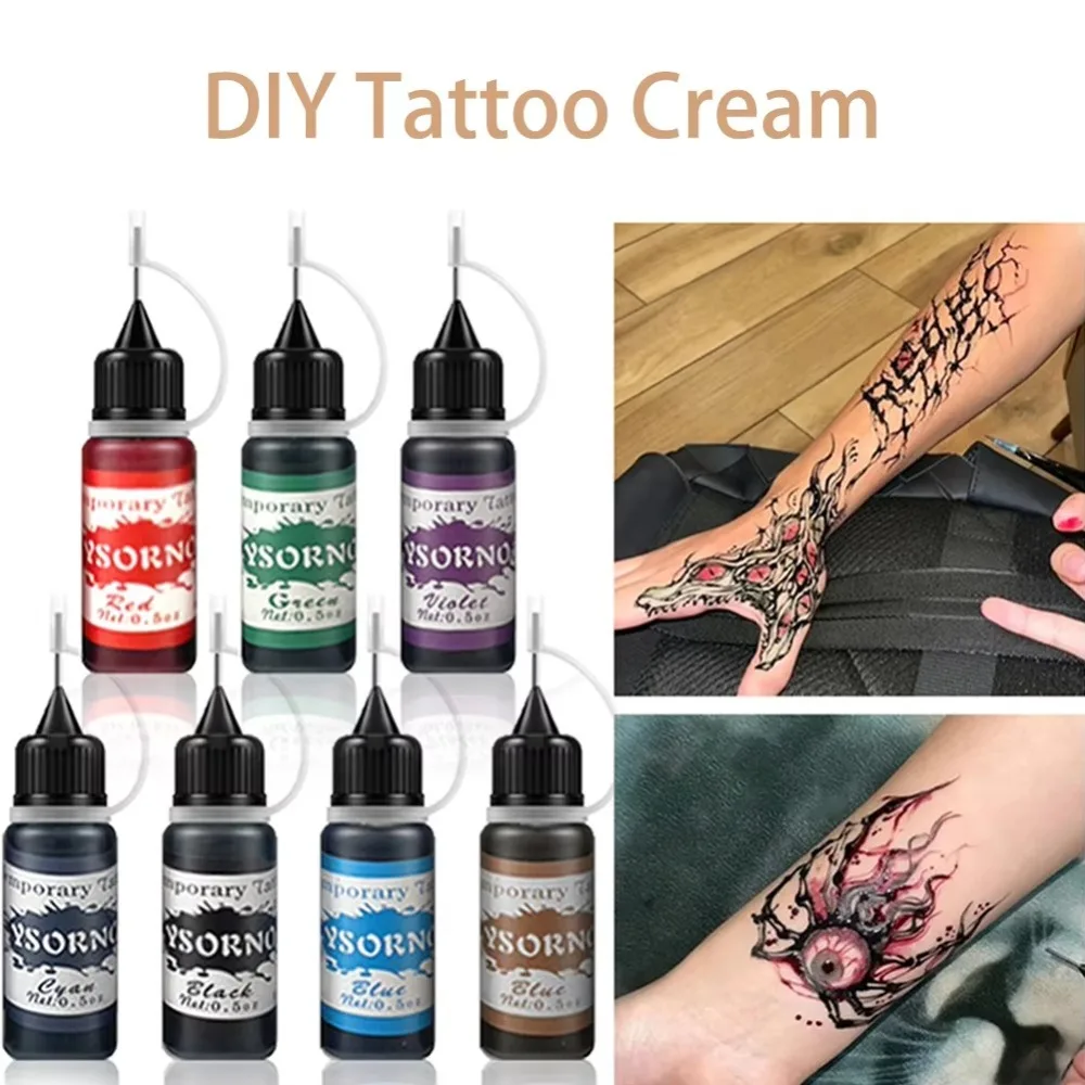 

New 10ml Temporary Tattoos Ink Makeup Supplies Body Art Gloss Tint Paint Semi Permanent Fake Common Inks DIY Beauty Pigment