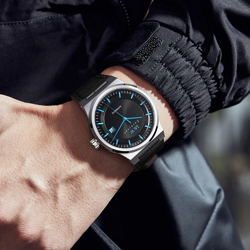 

I&W новые деловые часы для мужчин MIYOTA 8215 автоматические часы с сапфировым стеклом механические наручные часы кожаный календарь 5 бар Reloj