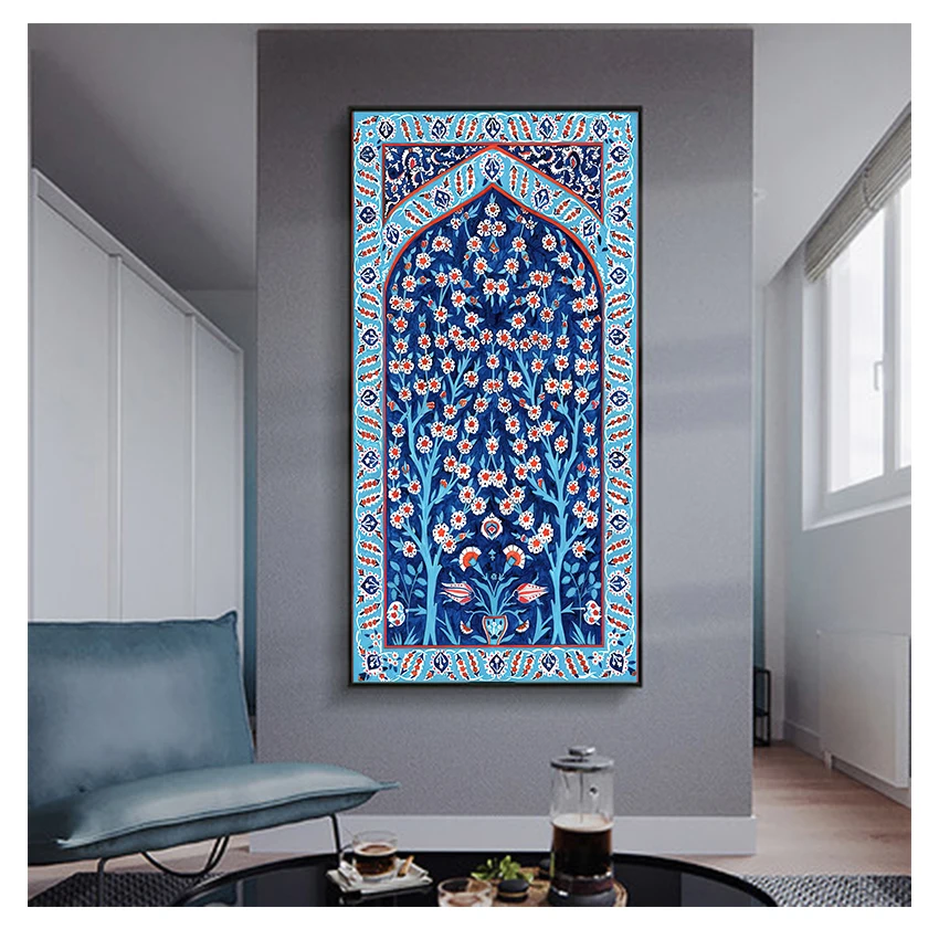 Painting Prints Traditional Ottoman Floral Wall Art Picture Canvas Poster Home Wall Decor Turkish Tile Tree of Life Watercolor