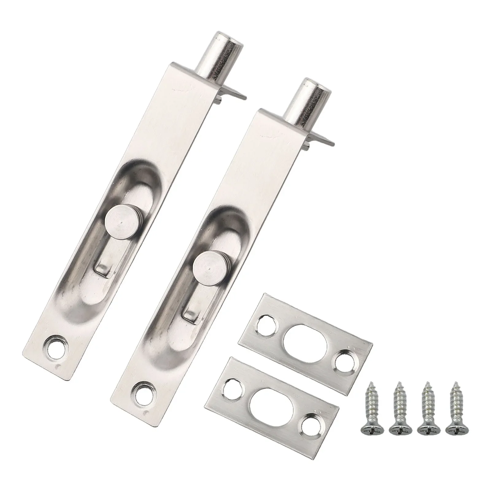 

2 Pcs 4 Inch Door Flush Bolt Concealed Safety Door Lock Stainless Steel Security Door Guard Wood Doors Buckle Bolt Hardware