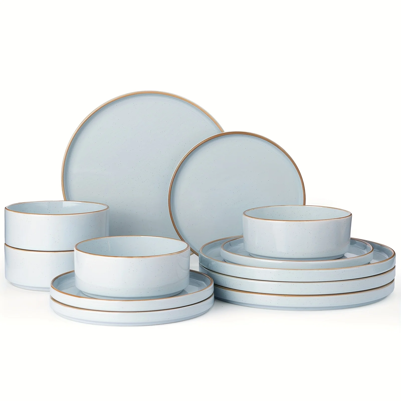 

12pcs Stoneware Dinnerware Set for 4, Microwave And Dishwasher Safe